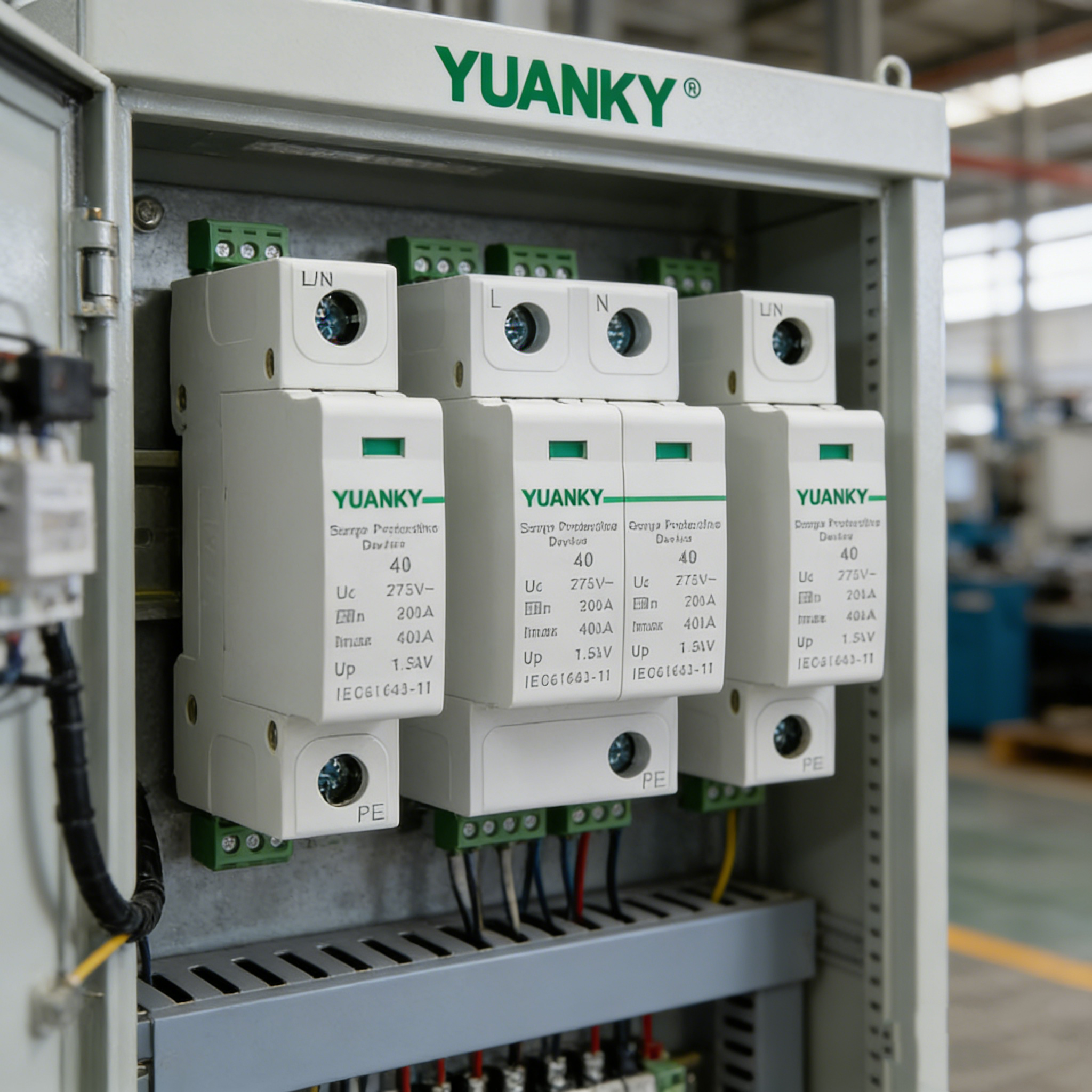 YUANKY 1P/2P/3P/4P AC Voltage SPD 20/40KA Surge Protective Device Din Rail Mounted Lightning Arresto