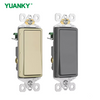 Yuanky Decorator Switches 15A 120V Self Grounding Single Pole Push In Wire 3 Ways Toggle Wall Switch