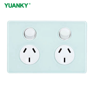 Yuanky Australia Wall Socket Switch 10A Horizontal Twin Powerpoints With Type-c Usb Wall Socket Switch