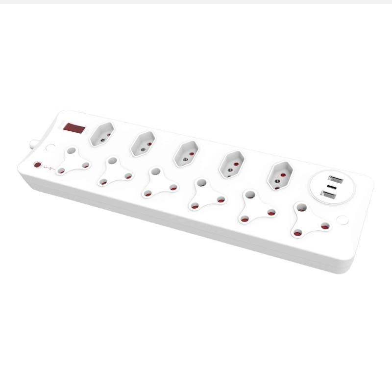 YUANKY Household South Africa Socket & Plug HW-SAS4N33U+C Plastic SA Type Surge Protection Multiplugs with USB Ports