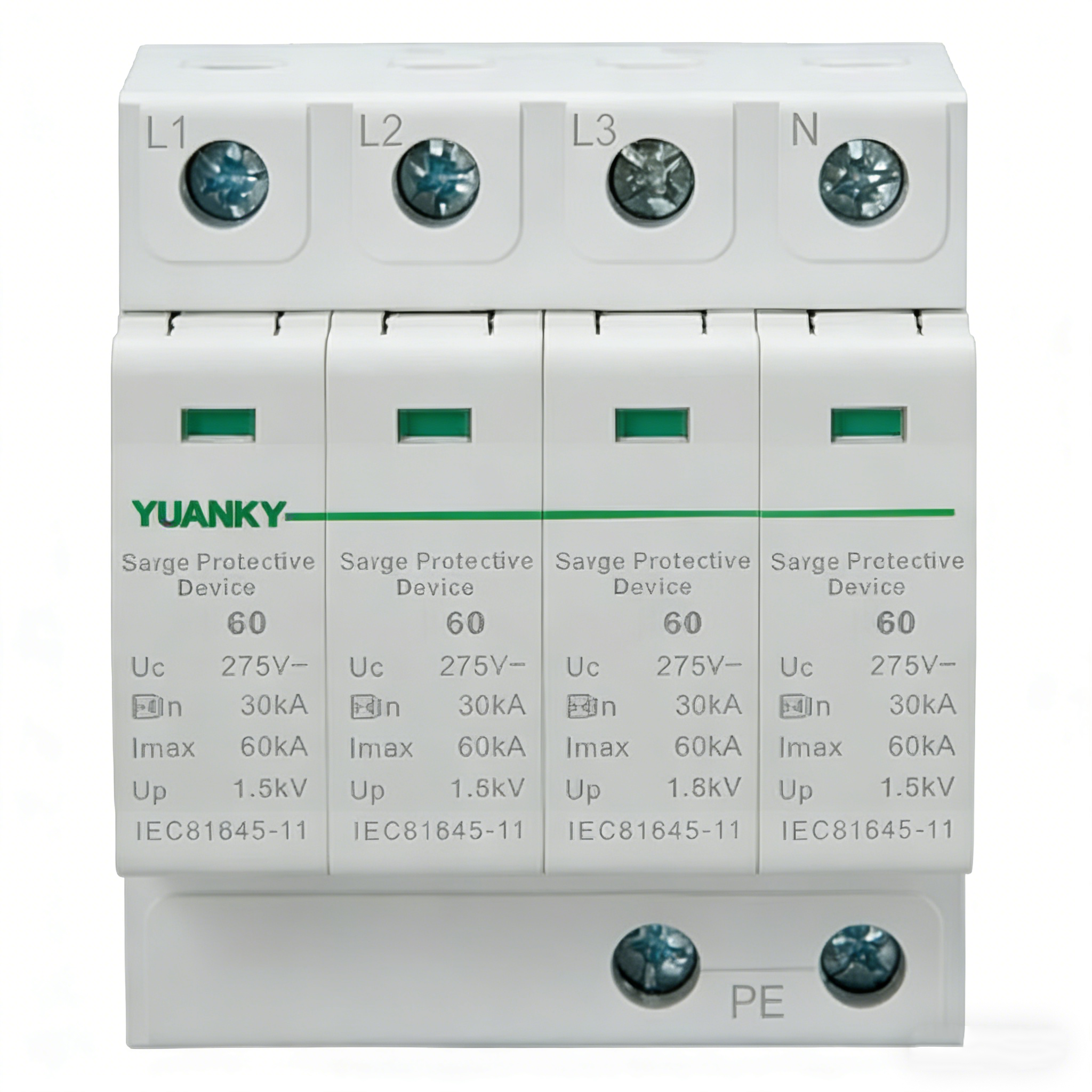 YUANKY 1P/2P/3P/4P AC Voltage T2 SPD 20/40KA Surge Protective Device Din Rail Mounted Lightning Arresto