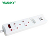 YUANKY Household South Africa Socket & Plug HW-SAS2N12U Plastic SA Type Surge Protection Multiplugs with USB Ports