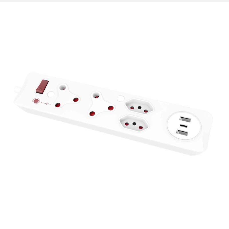 YUANKY Household South Africa Socket & Plug HW-SAS2N23U+C Plastic SA Type Surge Protection Multiplugs with USB Ports