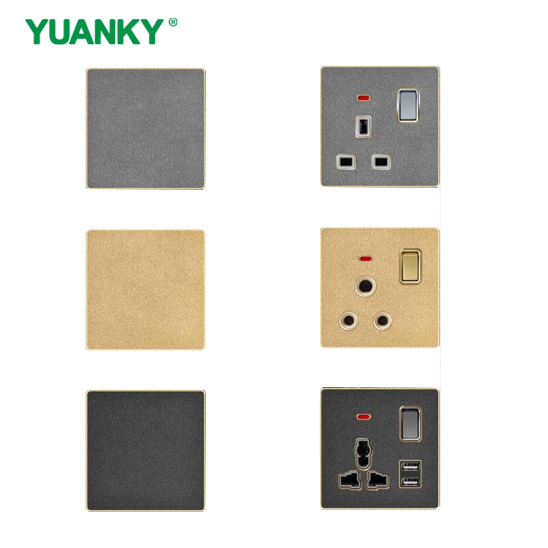 YUANKY A1 Switch Socket One Gang 1way 2way Mf Switched Satellite With Without Neon Usb Tel TV Composite Acrylic Switches Sockets