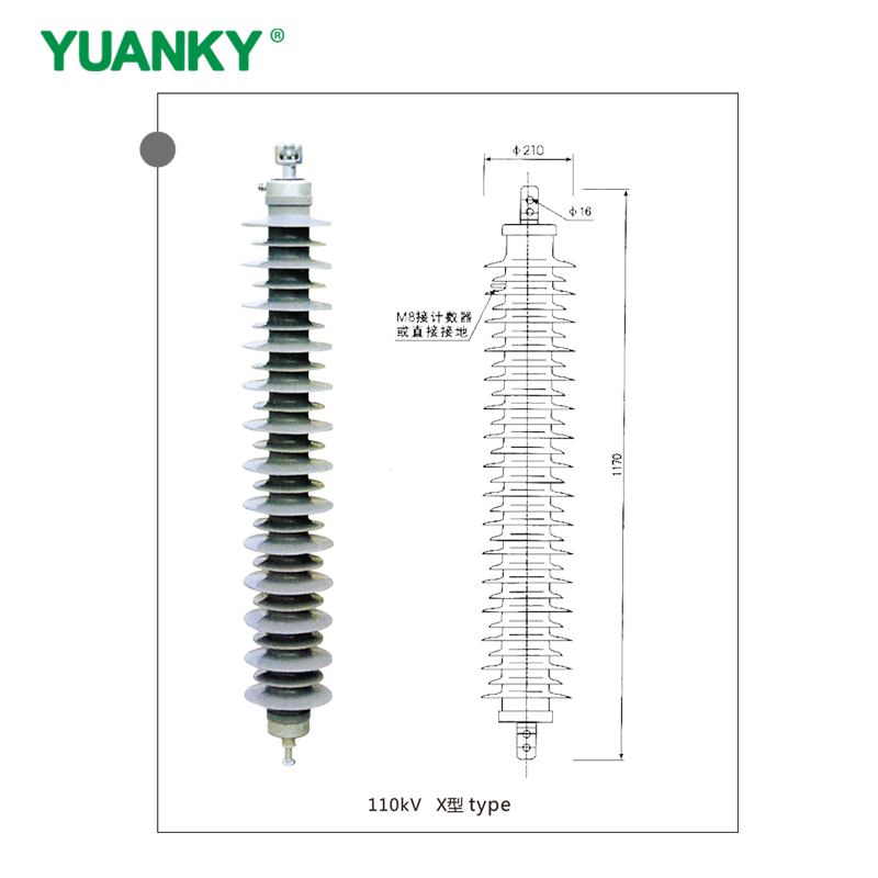Pararrayos con carcasa polim&eacute;rica YUANKY 110kV Z、X tipo serie YH