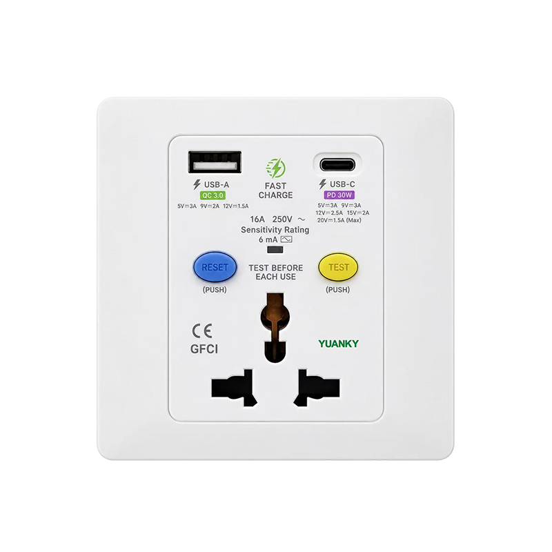 PRCD-SOCKET NF-EL5U-13 Earth Leakage Protection USB Socket with a USB a Ports Plastic US Plug Extension Socket