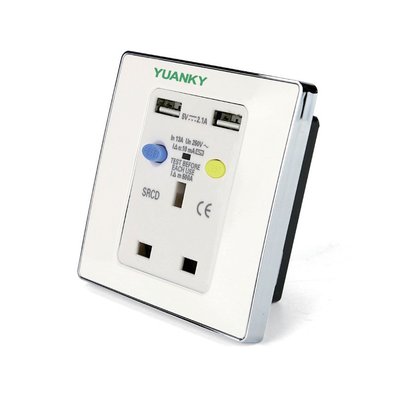 PRCD-SOCKET NF-EL5U-16 Earth Leakage Protection USB Socket with a USB a Ports Plastic US Plug Extension Socket