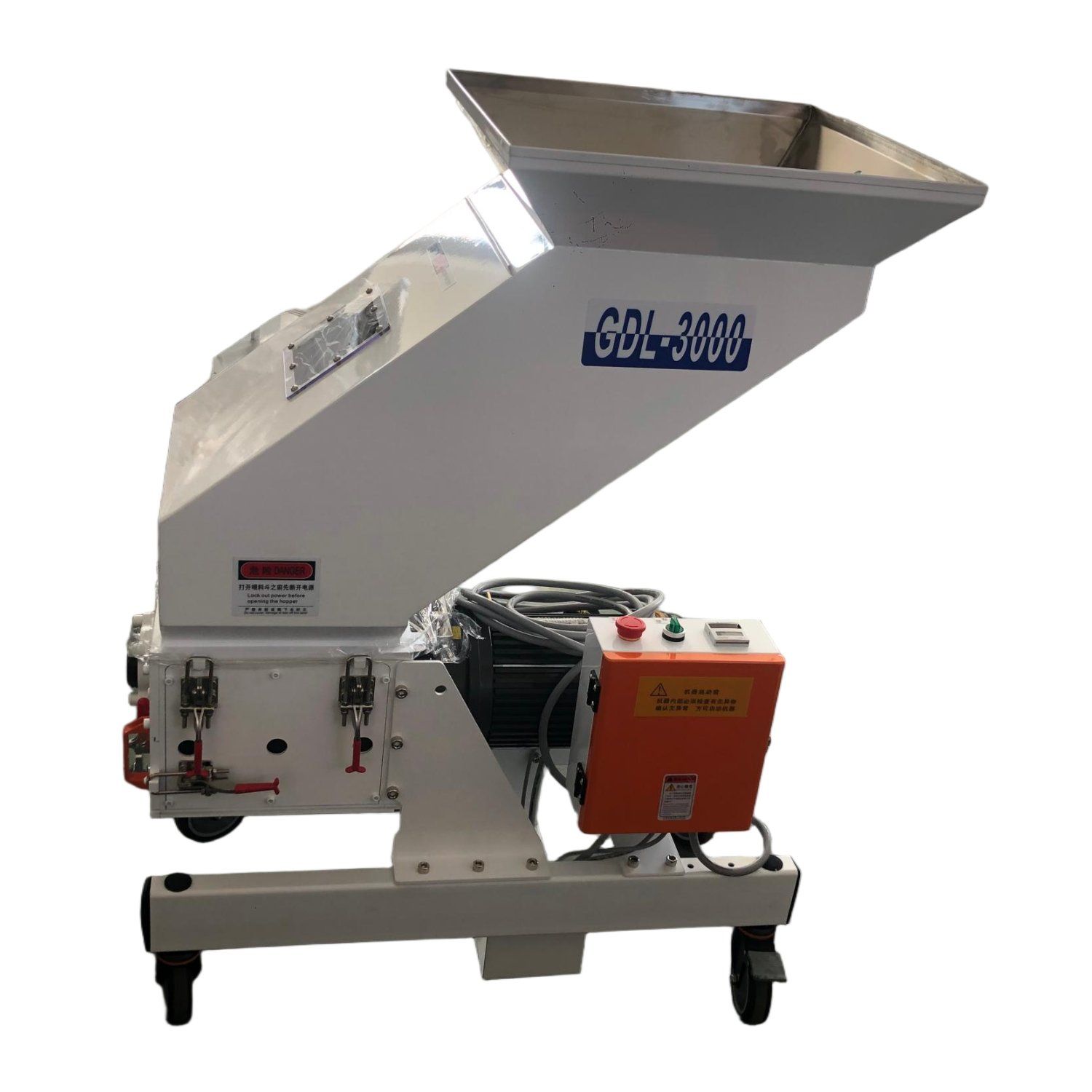 YUANKY GDL Series GDL-3000 Concasseur efficace et silencieux &agrave; basse vitesse &agrave; c&ocirc;t&eacute; de la presse 3,7 kW  2,2 kW, 150 tr/min, capacit&eacute; de concassage 70-150 (kg  h), granulateur &agrave; c&ocirc;t&eacute; de la machine