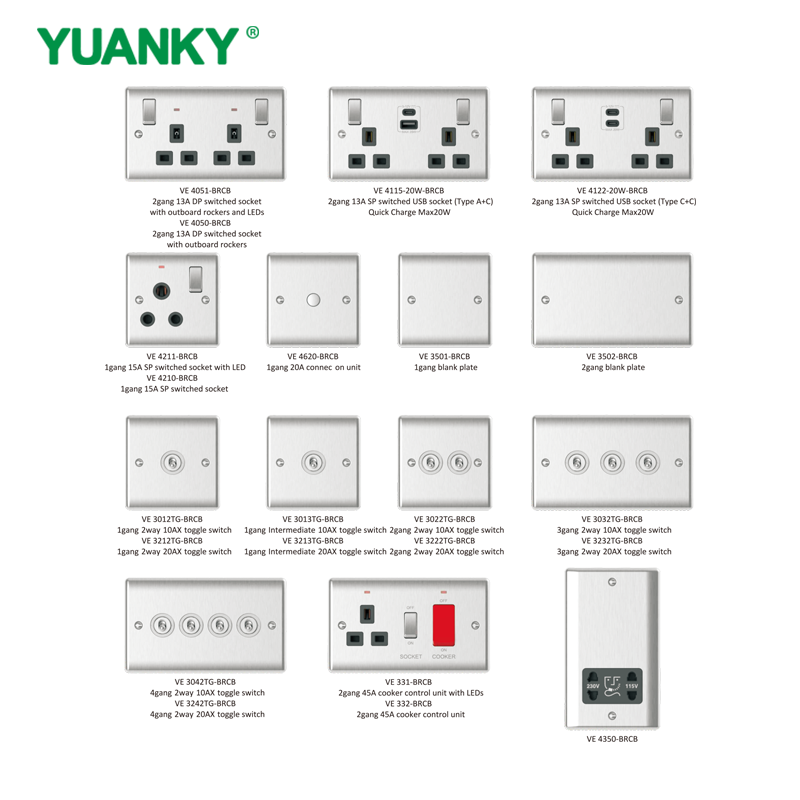 YUANKY – prise de commutateur de gamme VE, offre sp&eacute;ciale