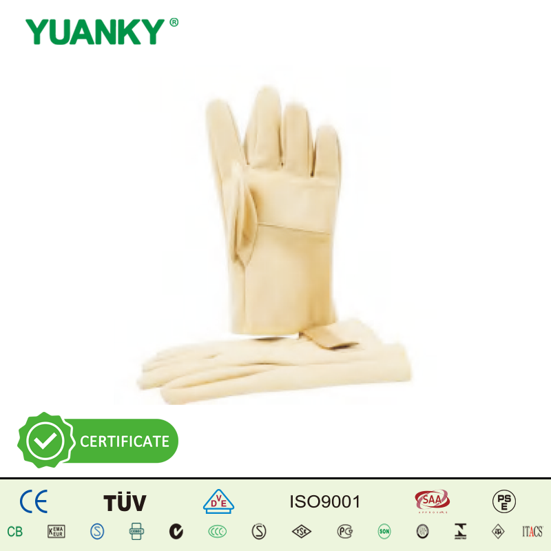Goatskin Leather Outer Protective Gloves for Electrical Work Wear Over Rubber Insulating Gloves Adjustable Cuff Free Size