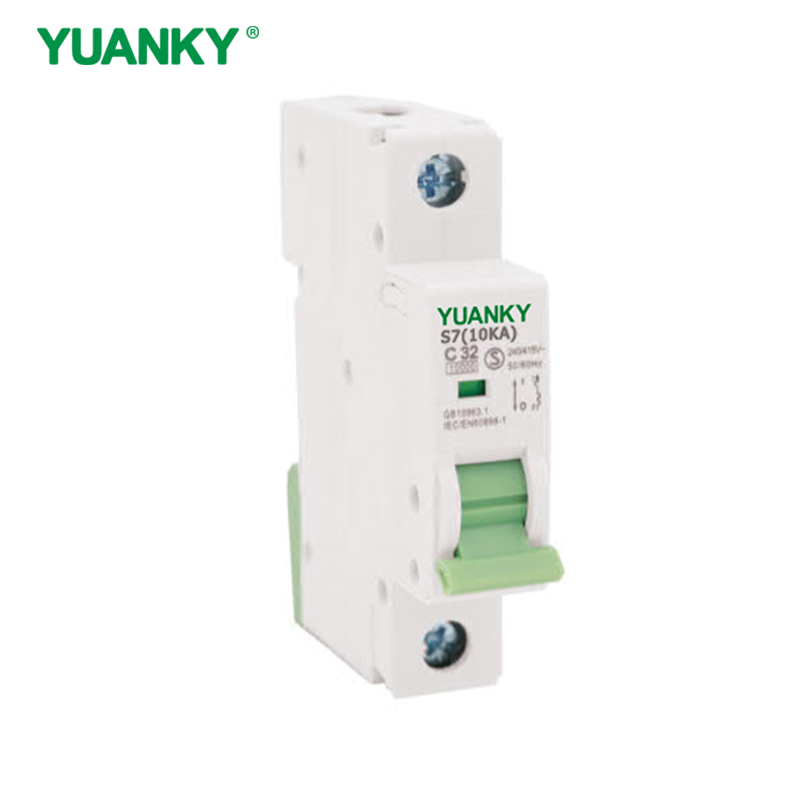 YUANKY S7(10KA) Plastic Miniature Circuit Breaker MCB 1P 2P 3P Din Rail Mounting Red/Green Indication