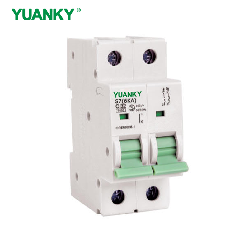 YUANKY S7(6KA) C32 C63 Plastic Miniature Circuit Breaker MCB 1P 2P 3P Din Rail Mounting Industrial Use