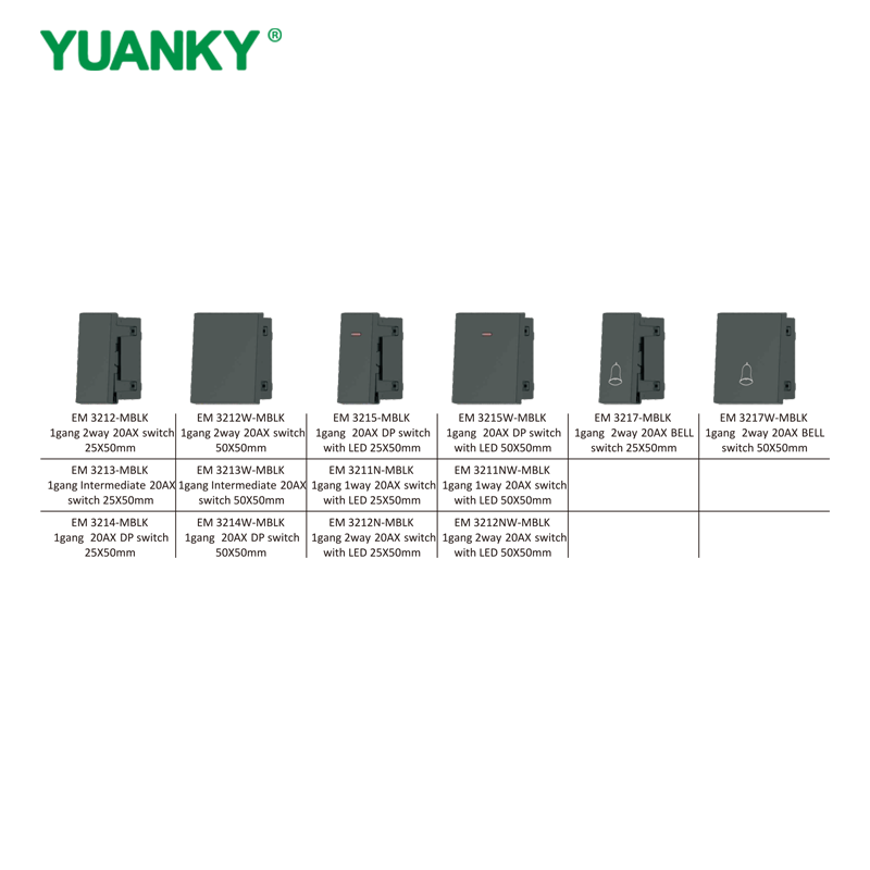 YUANKY Hot Selling Black Euro Modules Switch Socket
