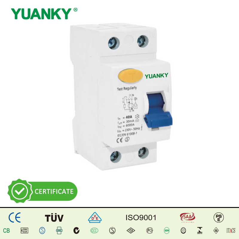 YUANKY Test Regularly MCB Plastic Miniature Circuit Breaker 2P 4P Rail Mounting Breaking Capacity Indication Test Button