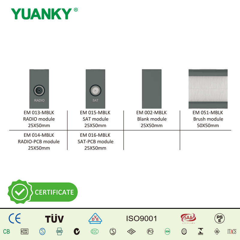 YUANKY حار بيع وحدات اليورو الأسود تبديل المقبس