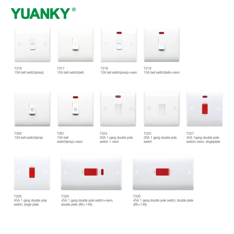 YUANKY Hot Selling T Range Switch Socket