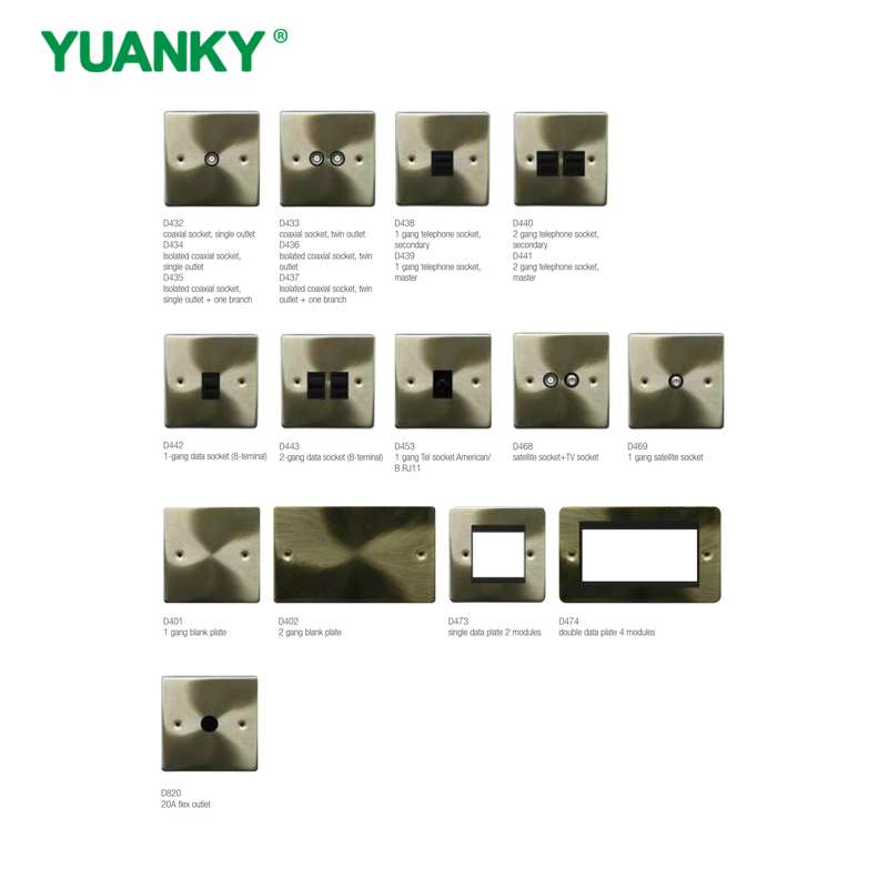 YUANKY prise de commutateur de gamme D de vente chaude