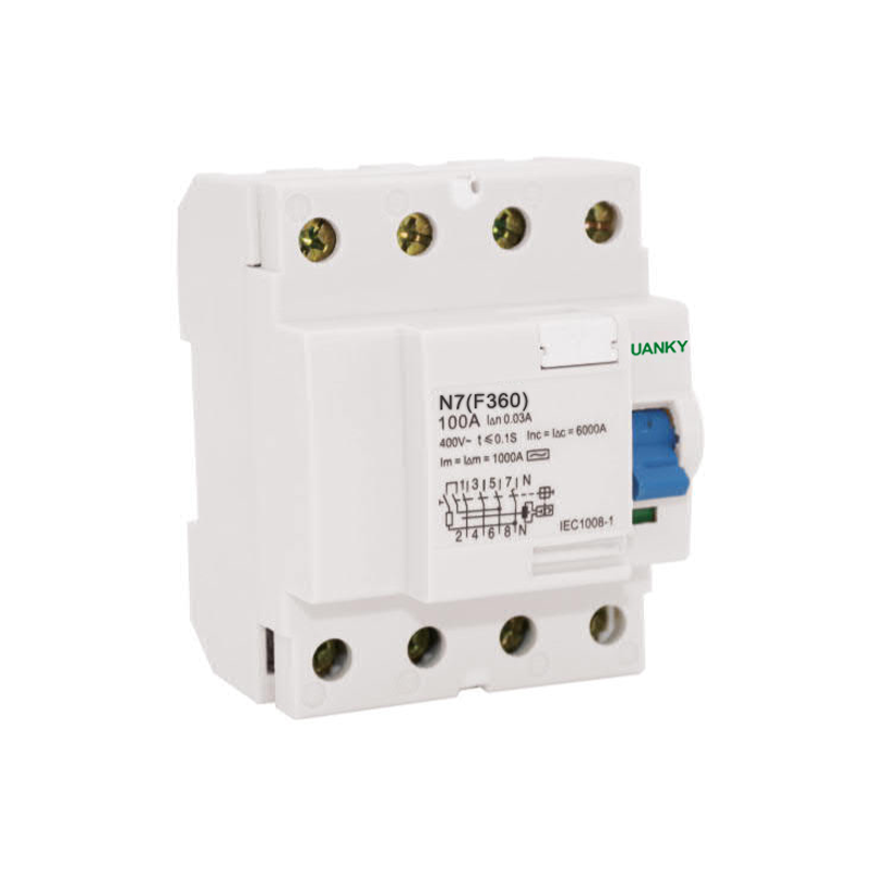 YUANKY N7(F360) Rail Mounting 6kA Breaking Capacity RESIDUAL CURRENT CIRCUIT BREAKER