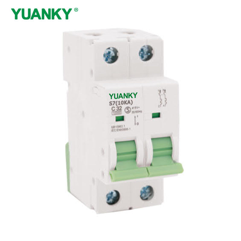YUANKY S7(10KA) Plastic Miniature Circuit Breaker MCB 1P 2P 3P Din Rail Mounting Red/Green Indication