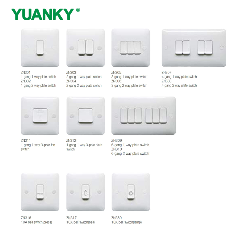 YUANKY Hot Selling ZN Range Switch Socket