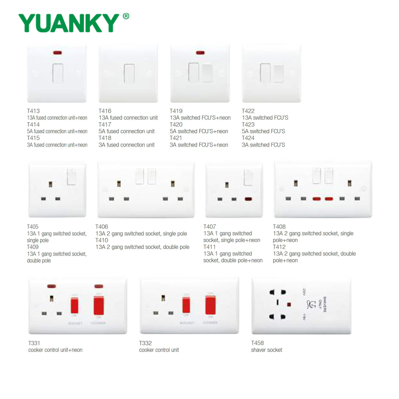 YUANKY Hot Selling T Range Switch Socket