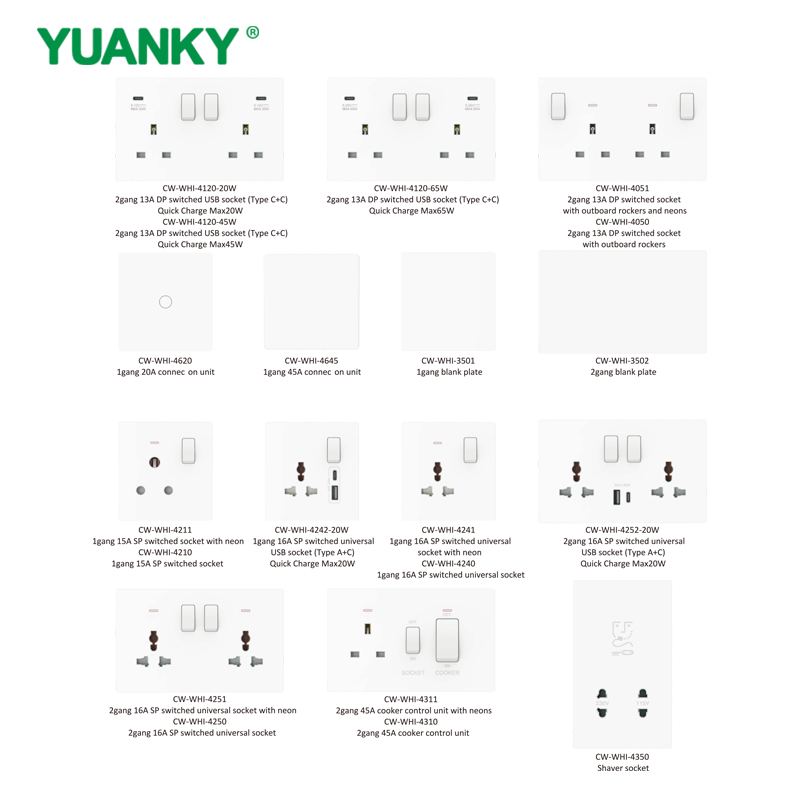 YUANKY Hot Selling CW Range Switch Socket