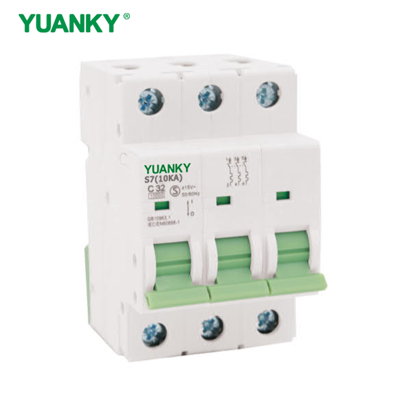 YUANKY S7(10KA) Plastic Miniature Circuit Breaker MCB 1P 2P 3P Din Rail Mounting Red/Green Indication