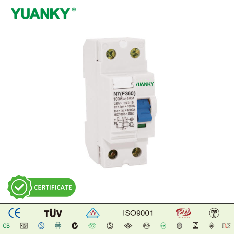YUANKY N7(F360) Rail Mounting 6kA Breaking Capacity RESIDUAL CURRENT CIRCUIT BREAKER